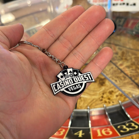 Black and White Casino Quest Vegas Logo Keychain