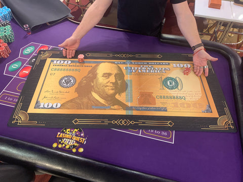 Black and Gold Big Money $100 Bill Desk Mat 48" X 24"