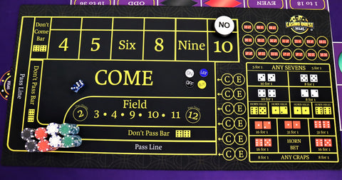 Craps Dealer Desk Mat Practice Kit 48" X 24"