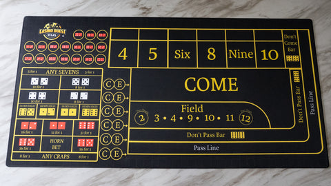 Craps Dealer Desk Mat Practice Kit 48" X 24"