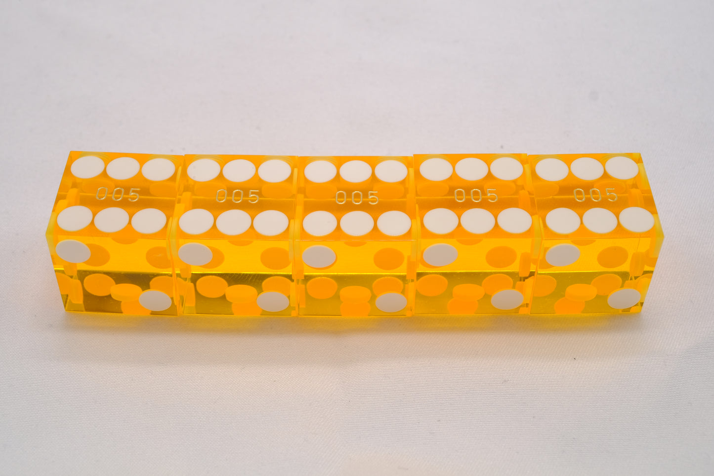 19mm professional SERIALIZED Yellow dice for craps