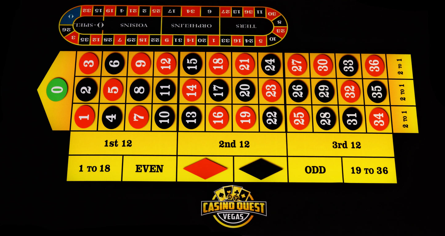 Black and Gold Single Zero Roulette Practice Layout