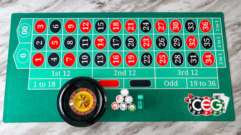 Roulette Desk Mat Dealer Practice Kit 48" X 24"
