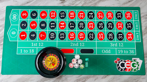 Roulette Desk Mat Dealer Practice Kit 48" X 24"