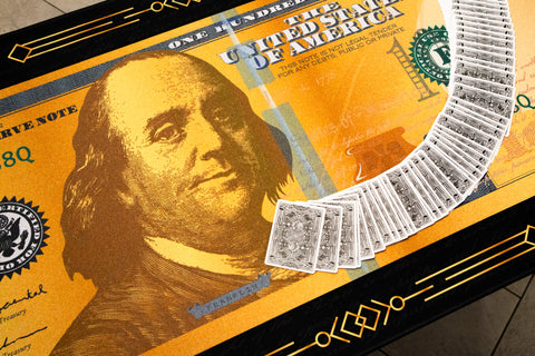 Black and Gold Big Money $100 Bill Desk Mat 48" X 24"