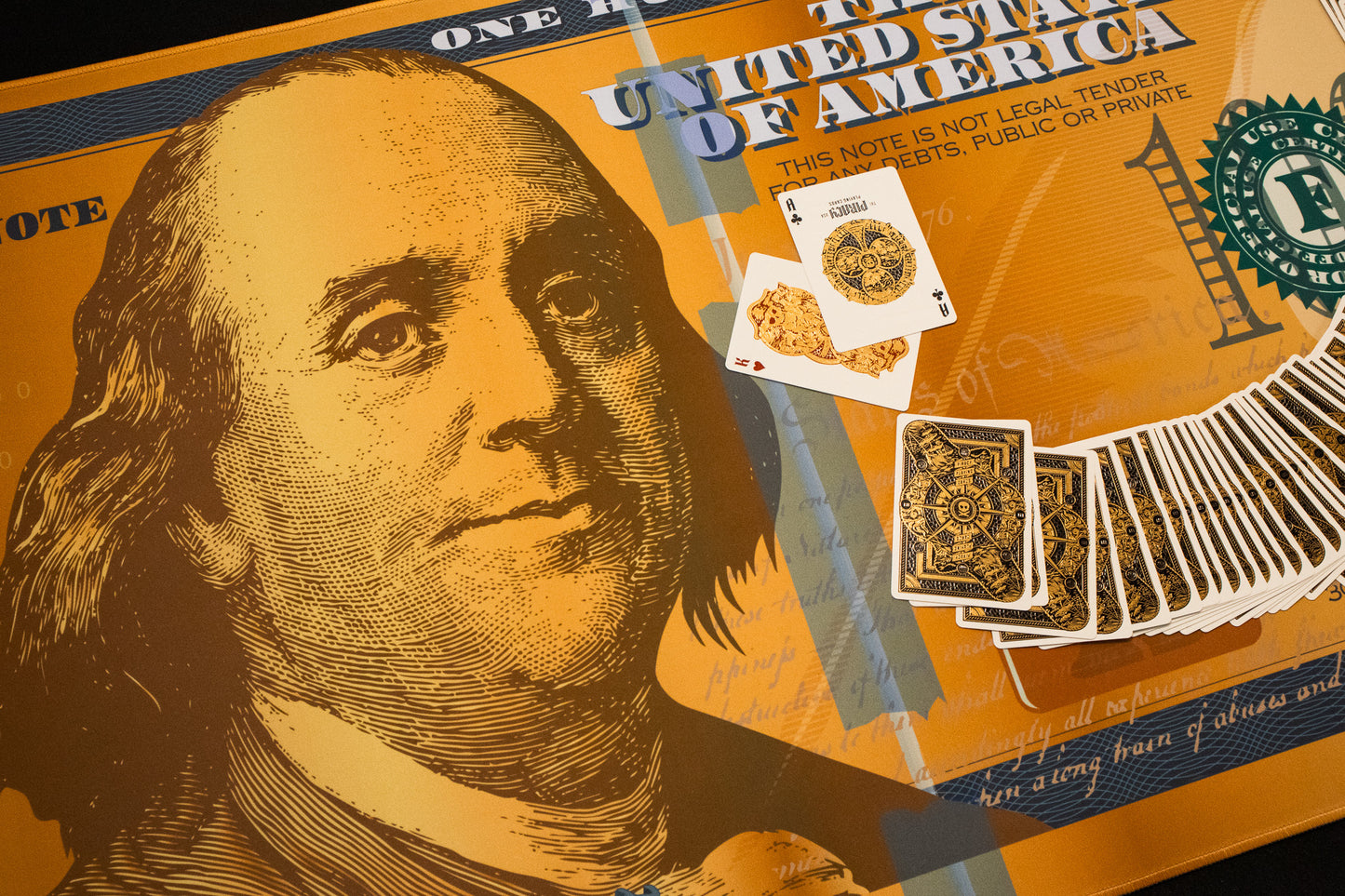 NEW Casino Quest Gold Big Money $100 Bill Desk Mat 48" X 20"