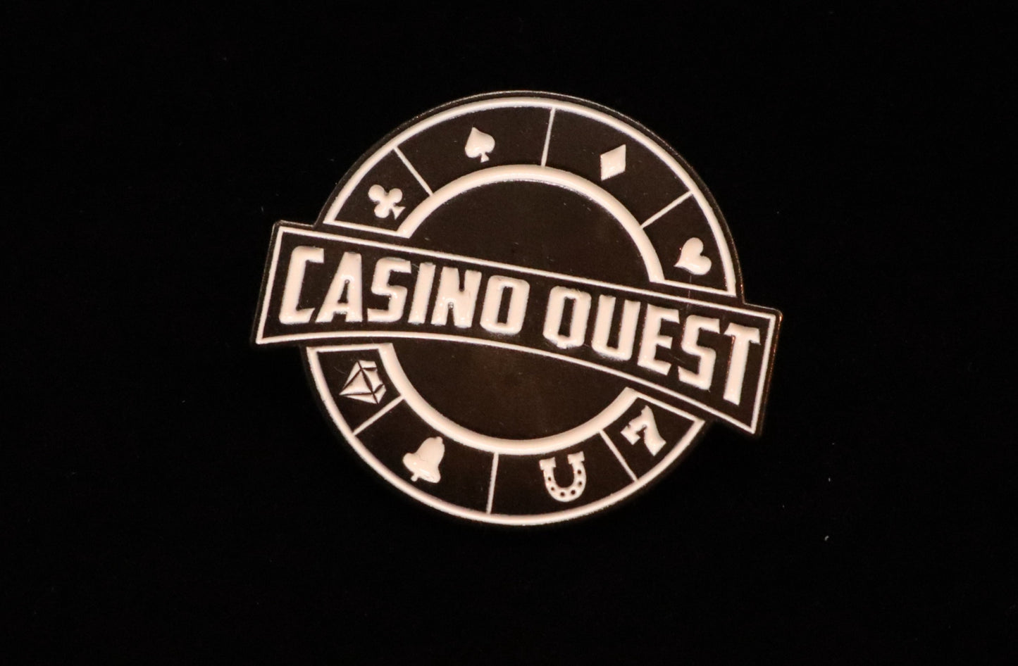 Black and White Minimalist Casino Quest Logo Pin