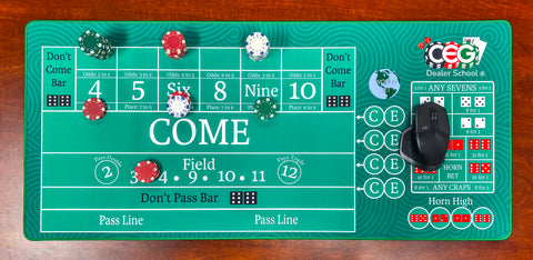 Mini Craps Dealer Practice Mat 34.5" x 15.5"