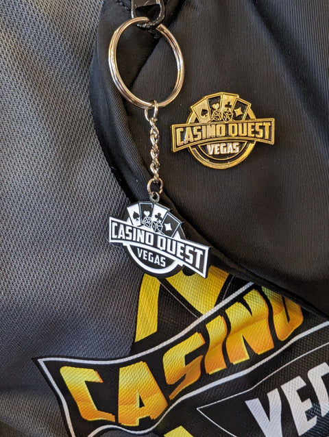 Black and White Casino Quest Vegas Logo Keychain