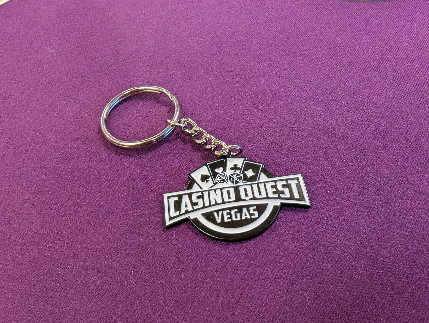 Black and White Casino Quest Vegas Logo Keychain