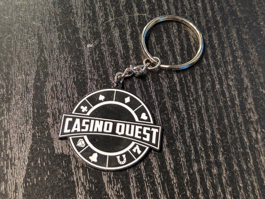 Black and White Casino Quest Minimalist Logo Keychain