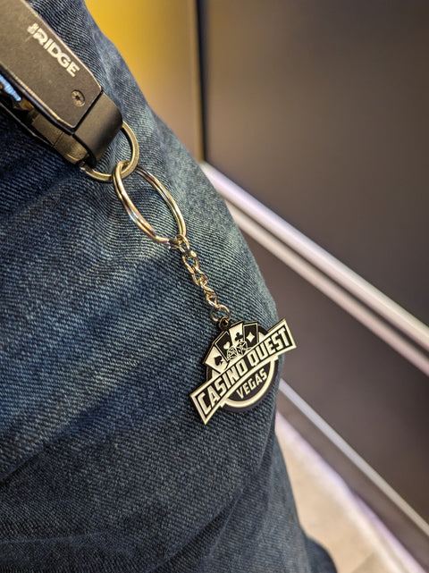 Black and White Casino Quest Vegas Logo Keychain