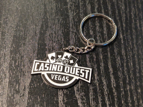 Black and White Casino Quest Vegas Logo Keychain