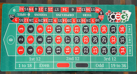 CEG Single Zero Roulette Desk Mat 48" X 24"