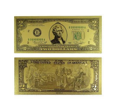 24K Gold Plated American Bill $2