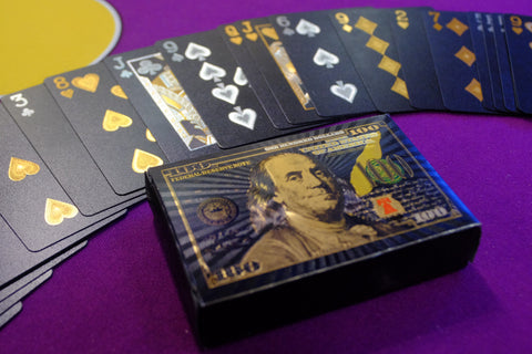 24k Gold Foil & Black Benjamin Playing Cards