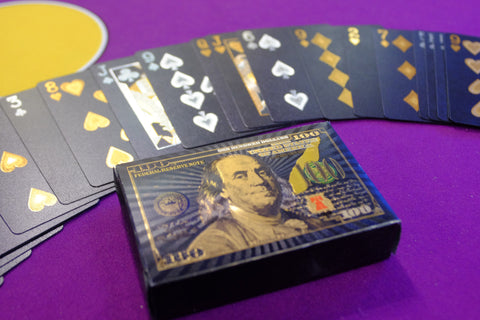 24k Gold Foil & Black Benjamin Playing Cards