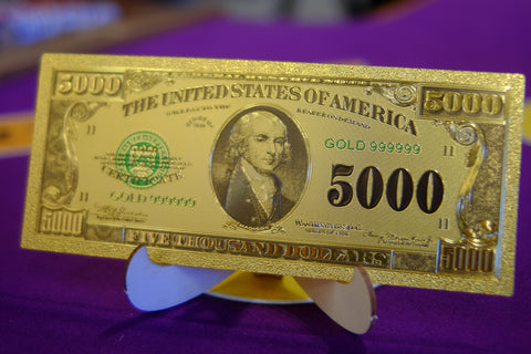 24K Gold Plated American Bill $5K