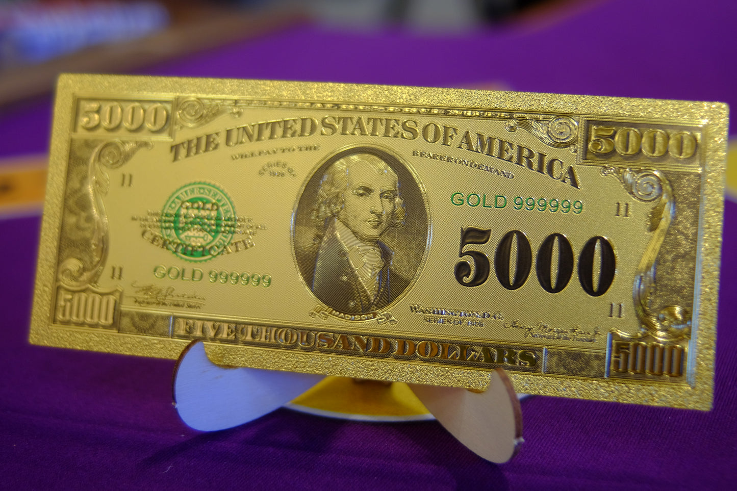 24K Gold Plated American Bill $5K