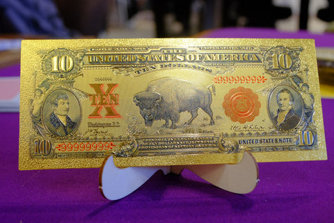 24k Gold Foil Roman Numeral "X" $10 Bill