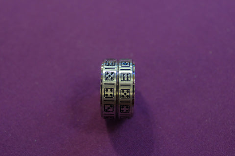 Silver and Black Spinning Double Dice Ring