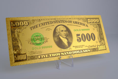 24K Gold Plated American Bill $5K