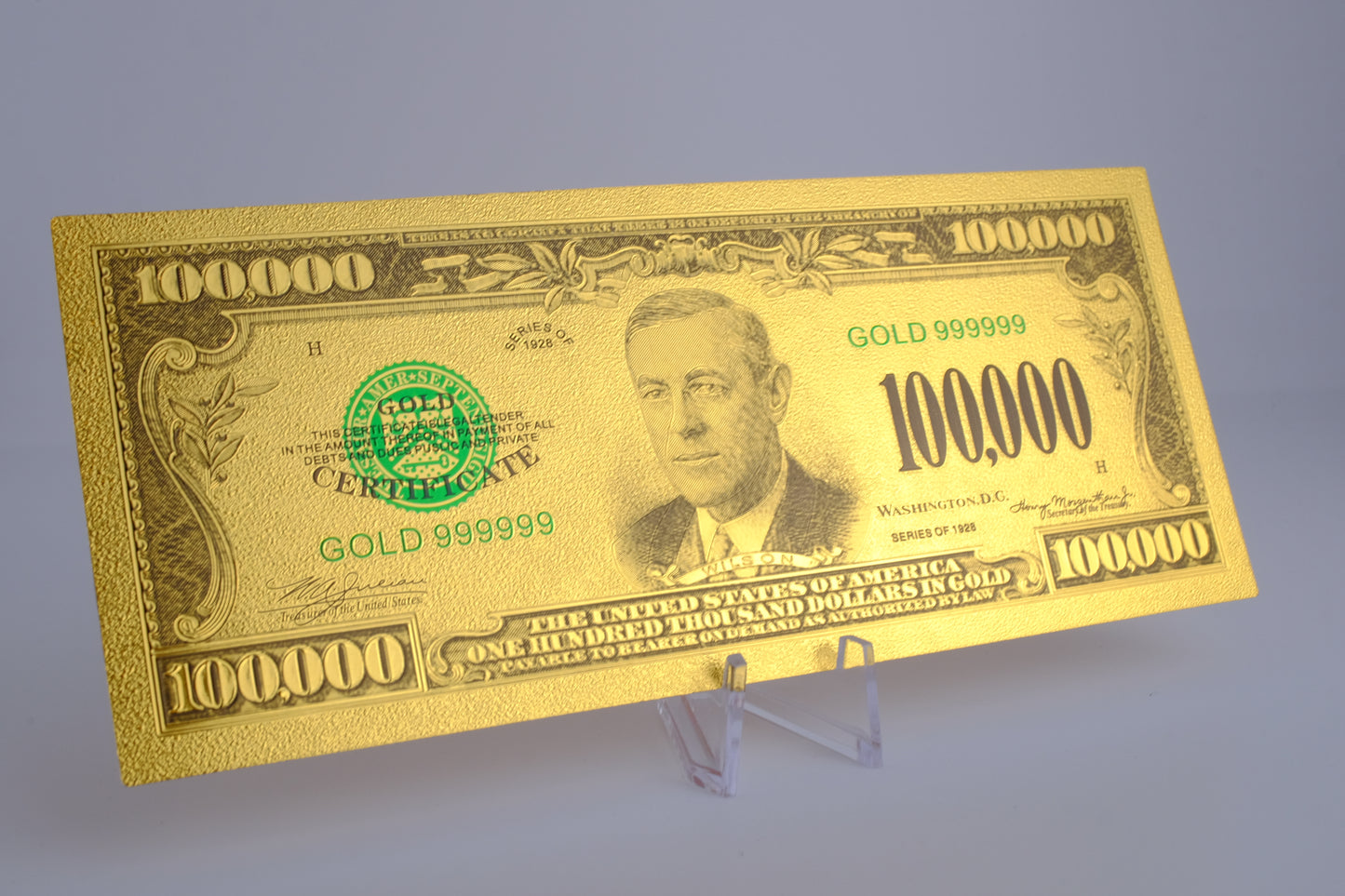 24K Gold Plated American Bill $100K