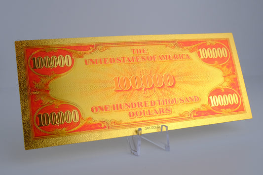 24K Gold Plated American Bill $100K