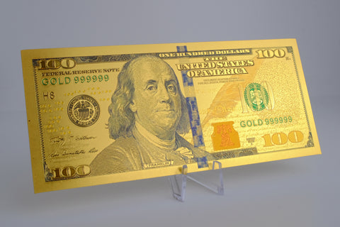 24K Gold Plated American Bill $100 (New)