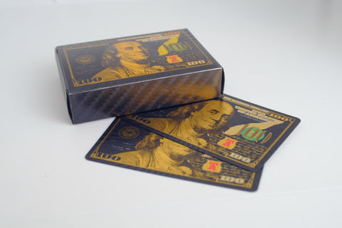 24k Gold Foil & Black Benjamin Playing Cards