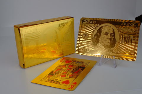 24k Gold Foil $100 Benjamin Playing Cards