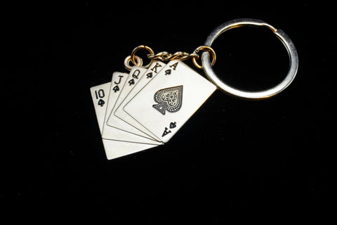 Royal Flush Silver Keychain