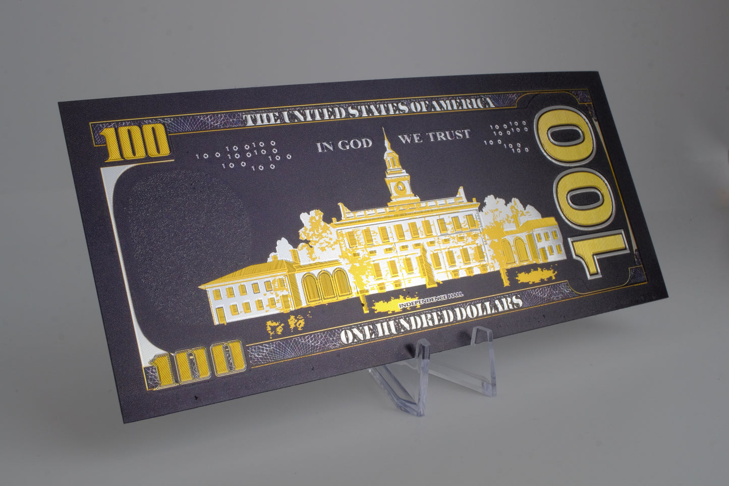 24K Gold Foil & Black Plated American $100 Decorative Bill