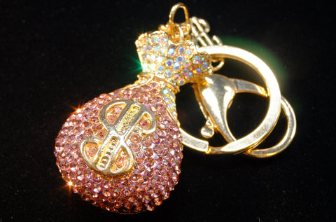 Dazzling Gold Money Bag Keychain