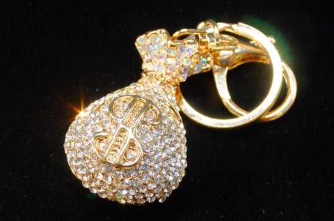 Dazzling Gold Money Bag Keychain