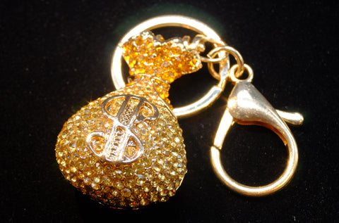 Dazzling Gold Money Bag Keychain