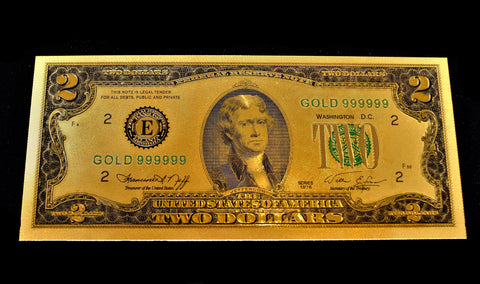 24K Gold Plated American Bill $2