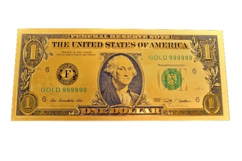 24K Gold Foil $1 US Bill Decorative