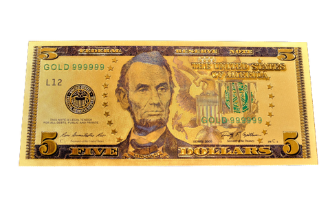 24K Gold Plated American Bill $5