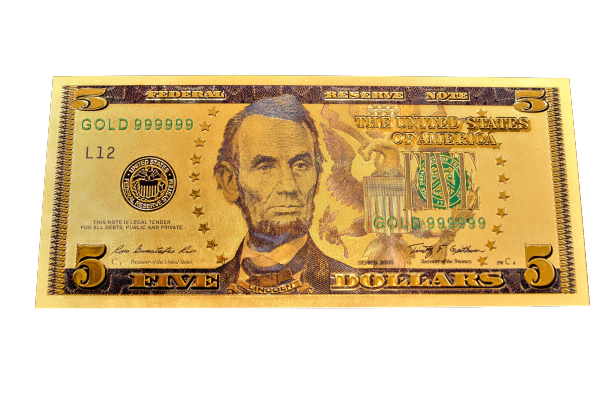 24K Gold Plated American Bill $5