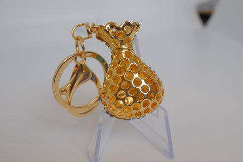 Dazzling Gold Money Bag Keychain