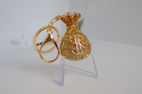 Dazzling Gold Money Bag Keychain