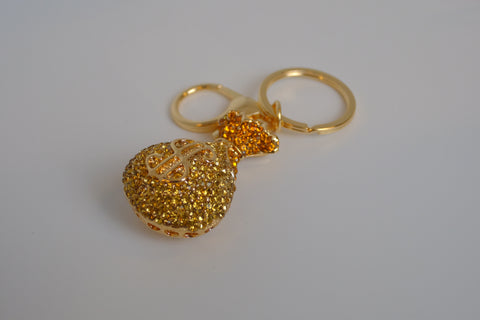 Dazzling Gold Money Bag Keychain