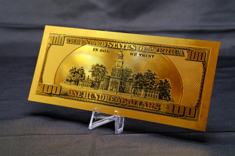 24K Gold Plated American Bill $100 (Old)