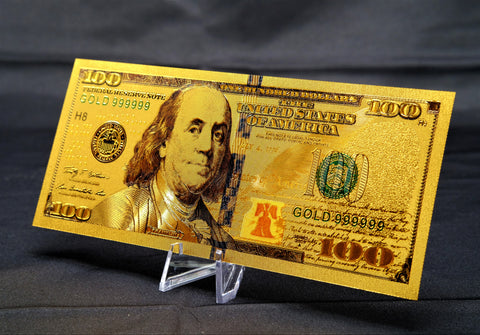 24K Gold Plated American Bill $100 (New)