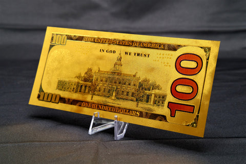 24K Gold Plated American Bill $100 (New)