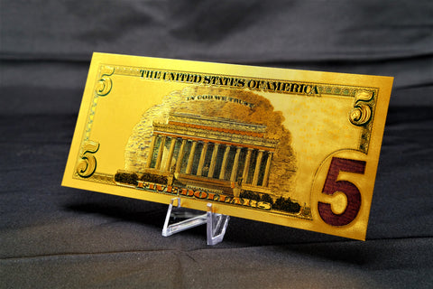 24K Gold Plated American Bill $5