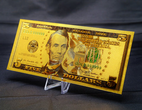 24K Gold Plated American Bill $5