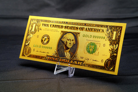 24K Gold Foil $1 US Bill Decorative