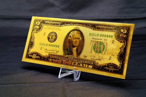 24K Gold Plated American Bill $2